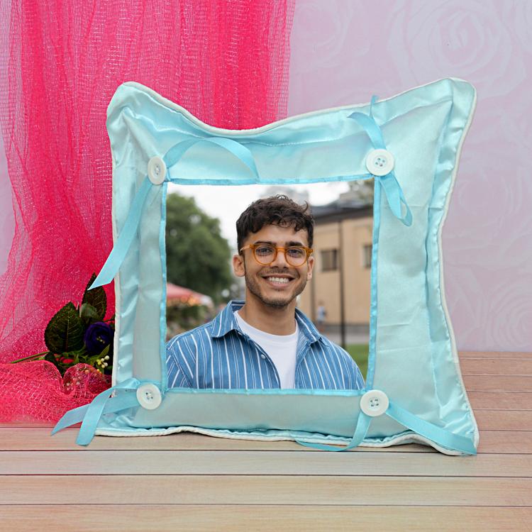 Personalized Blue Lace Square Pillow