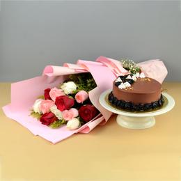 Chocolate Cake with Radiant Roses