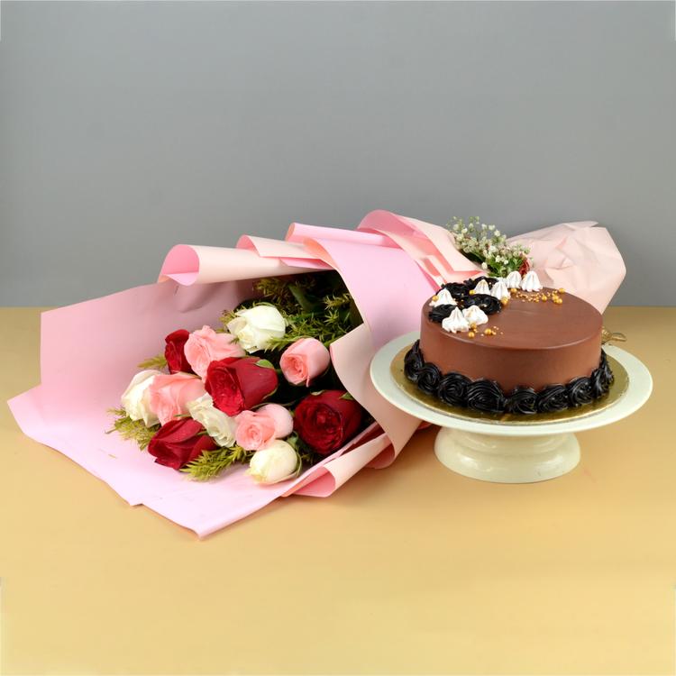 Chocolate Cake with Radiant Roses