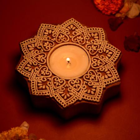 Wooden Flower Diya