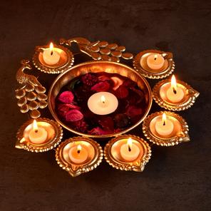 Peacock Urli Diya Peacock Urli Diya