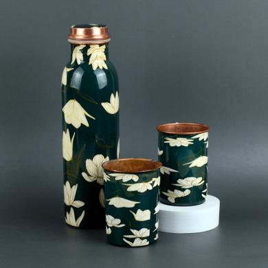 Designer Green Copper Bottle Set