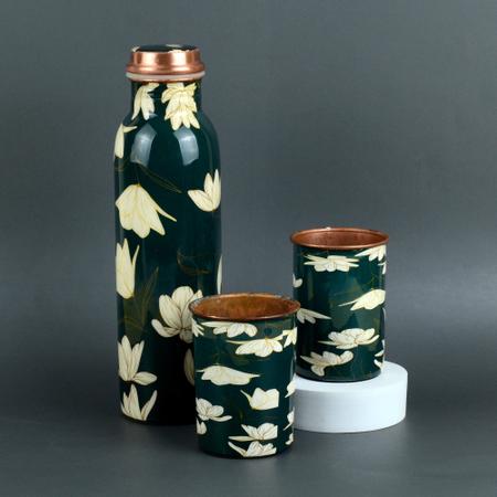 Designer Green Copper Bottle Set