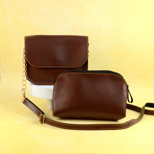 Brown Sling Bag with Pouch