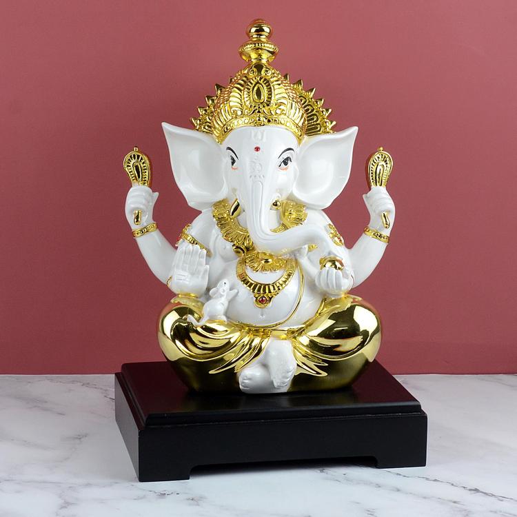 White Gold Ganesh Idol