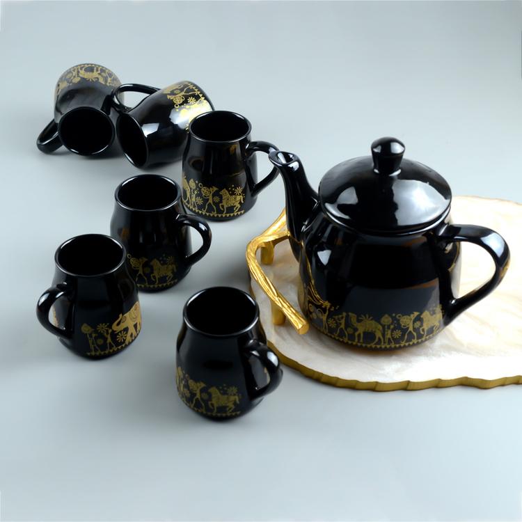Black Handcrafted Ceramic Cup Set