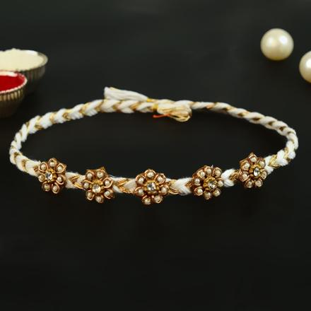 Pearl White n Gold Rakhi