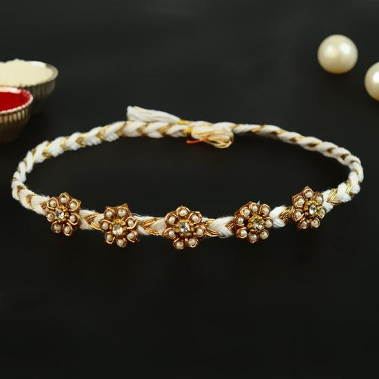Pearl White n Gold Rakhi