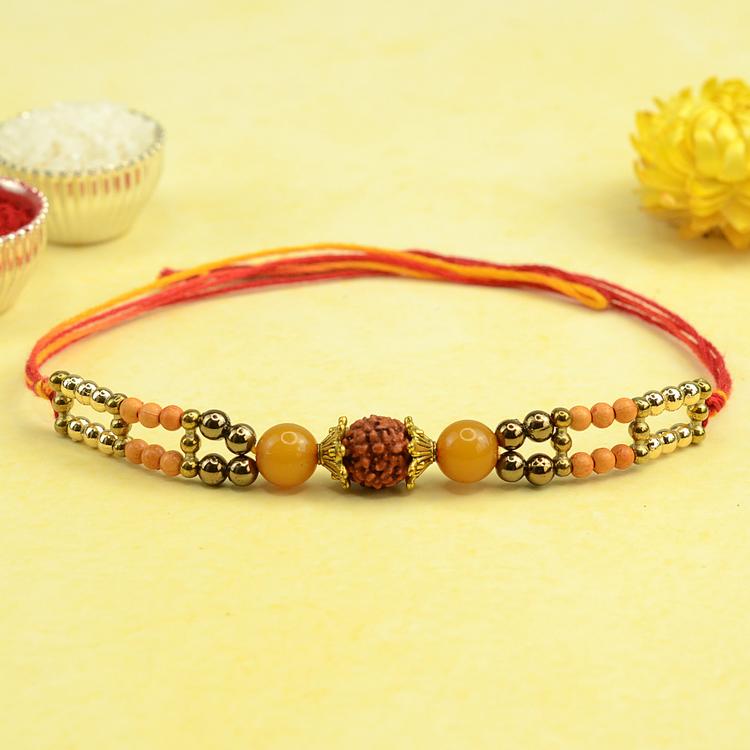 Rudraksh n Beads Dori Rakhi