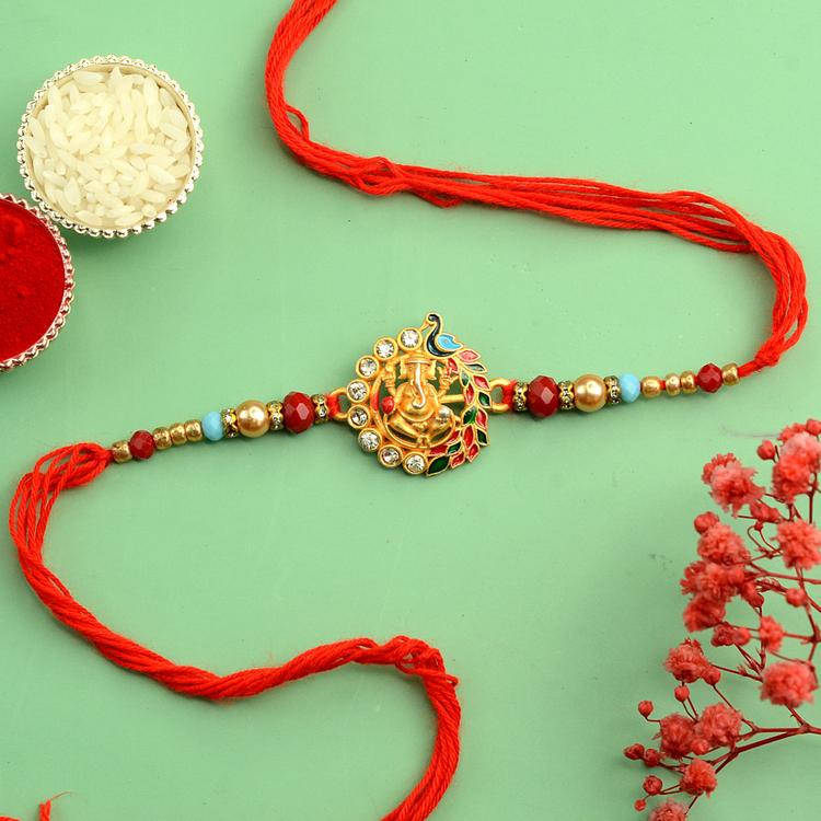 Artistic Ganesh Peacock Rakhi