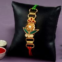 Zardosi on Gold Chain Rakhi