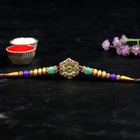 Lilac n Teal Floral Rakhi