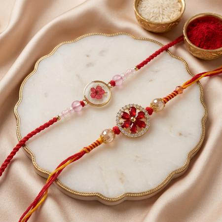 Threaded Flower Rakhi Set