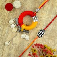 Cowrie and Mirror Rakhi with Lumba