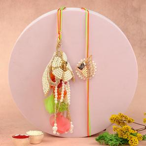 Bright Zardosi Rakhi with Lumba Bright Zardosi Rakhi with Lumba