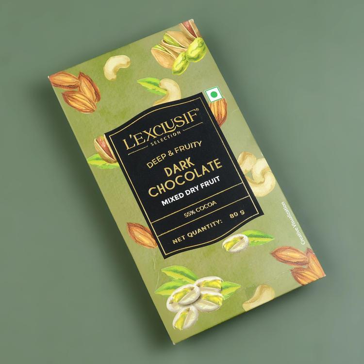 L'exclusif Mixed Dry Fruit Dark Chocolate 80g