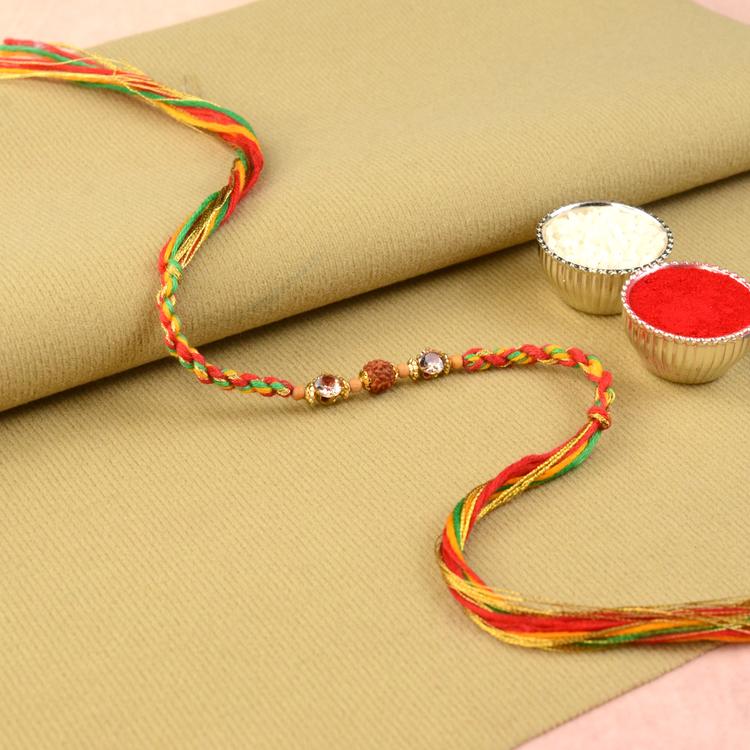 Rudraksh Stones Colorful Dori Rakhi