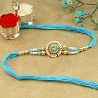 Pearls Galore in Light Blue Rakhi