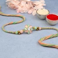 Pink Green Stones Flower Rakhi