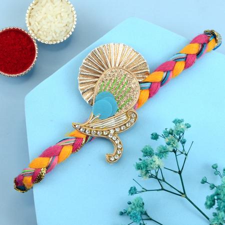 Zardosi on Colored Braids Rakhi