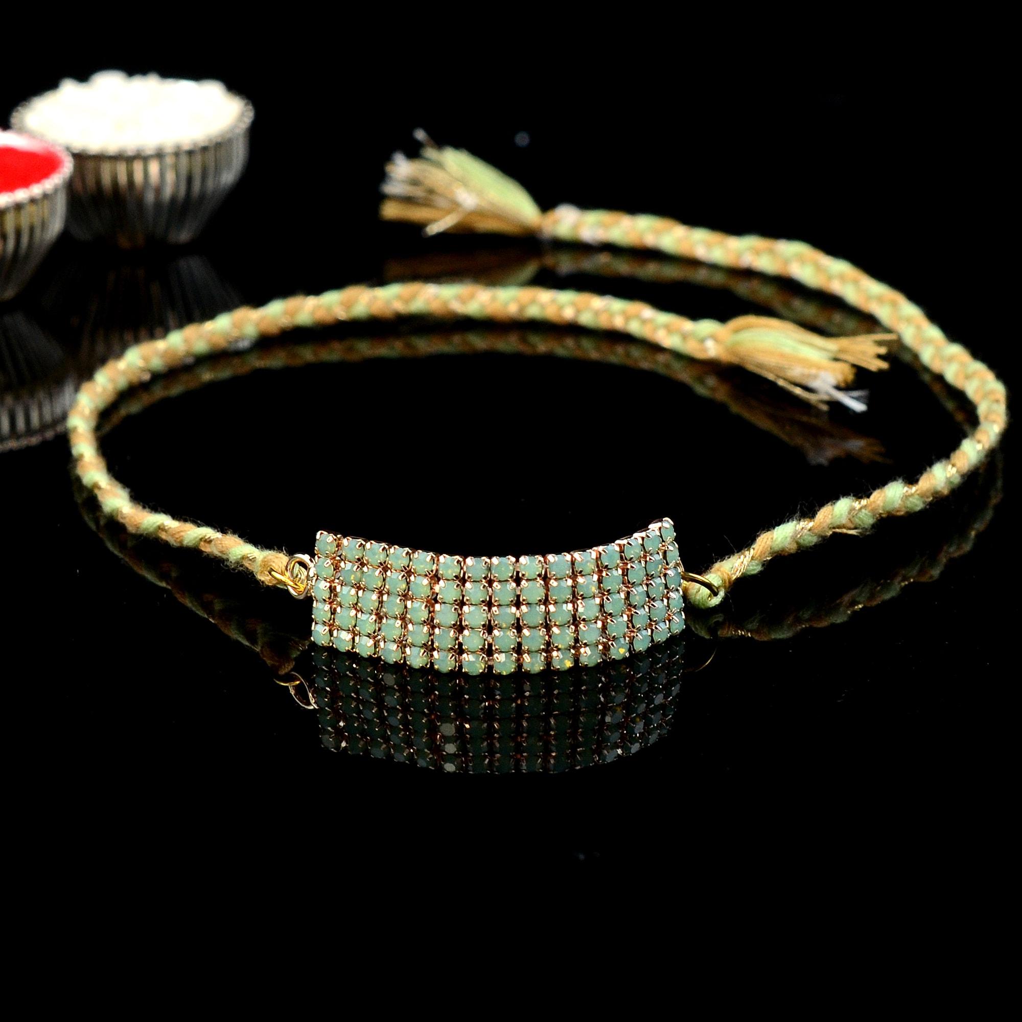 Generous Green Crystals Rakhi | Stones Rakhi