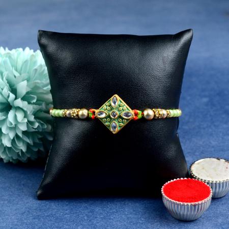 Glorious in Green Square Rakhi