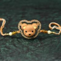 Knitted Bear on Cutout Kids Rakhi