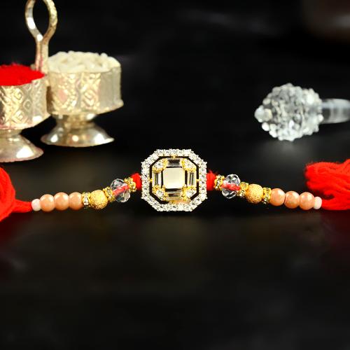 American Diamonds in Octagon Rakhi