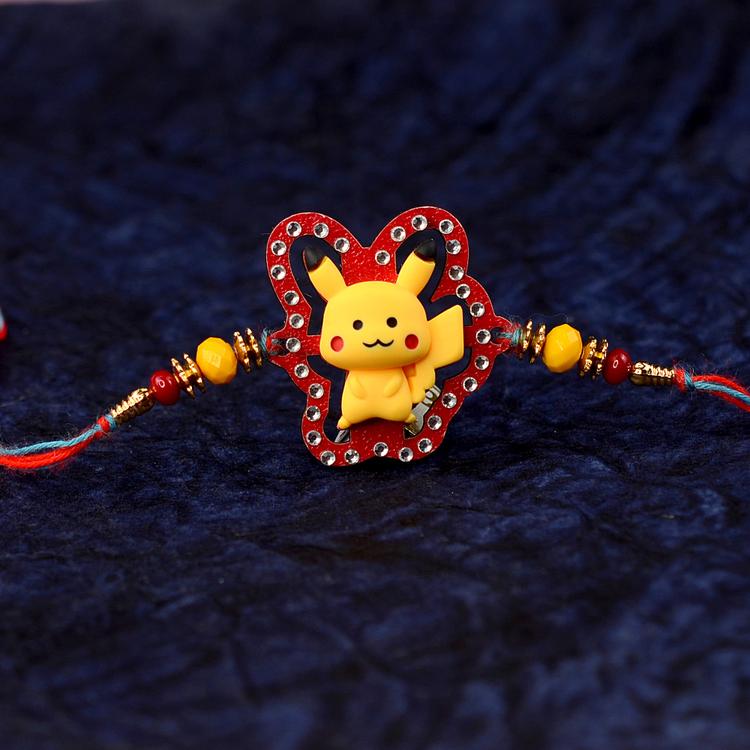 Pikachu on Cutout Kids Rakhi