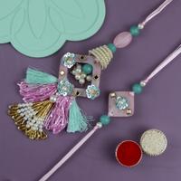 Green and Pink Rakhi with Lumba