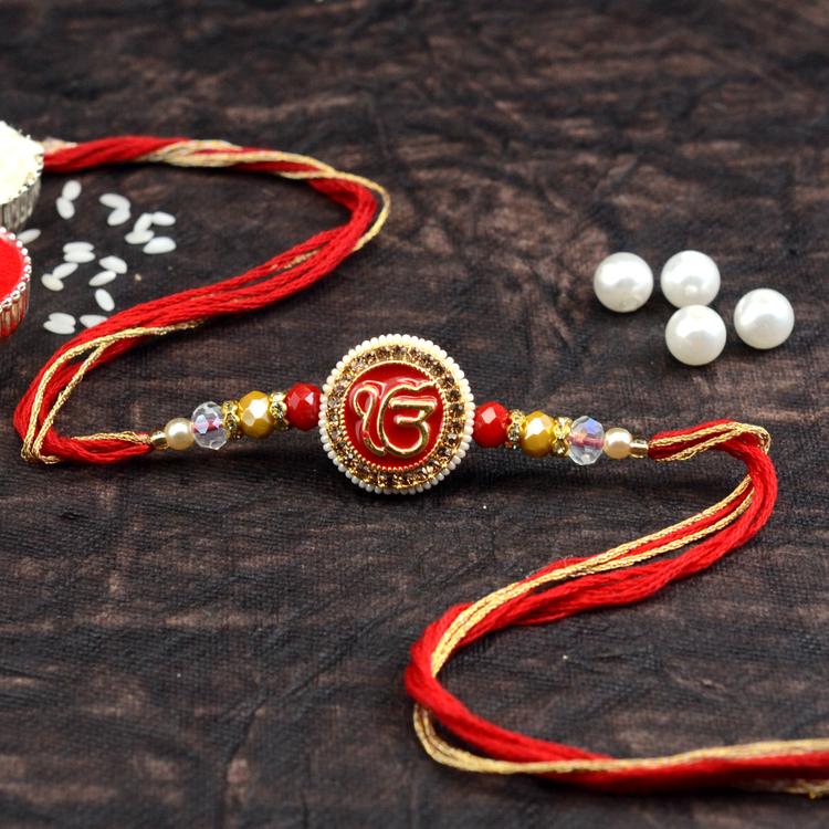 Ik Onkar Red Canopy Trendy Rakhi