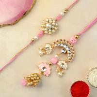 Pink and White Lotus Lumba with Rakhi