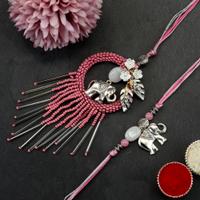 Metal Elephant Pink Lumba with Rakhi