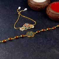 Peacock Lumba with Rudraksh Rakhi