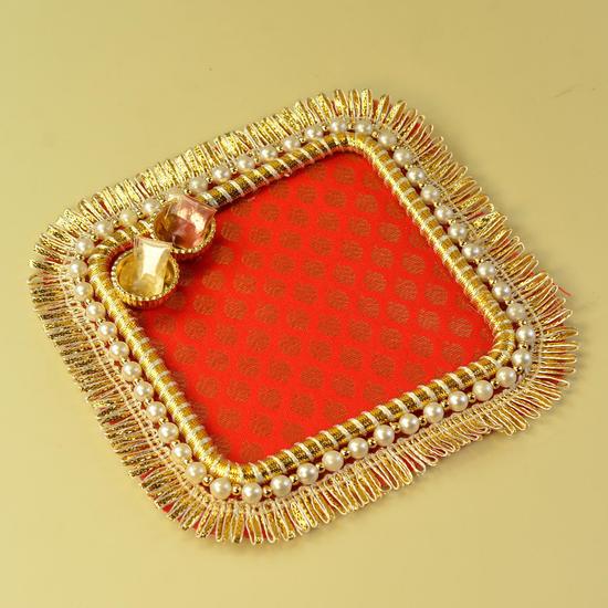 4 Inch Roli Chawal Tray Red