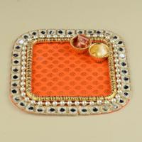 4 Inch Roli Chawal Tray Orange