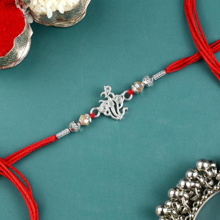 Ganesh Om AD Silver Rakhi