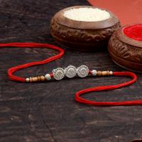 Pure Silver Circles AD Rakhi