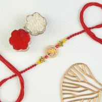 Krishna Symbols in Golden Ring Rakhi