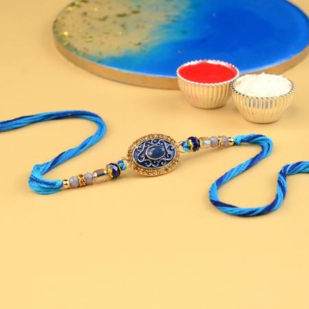Royal Blue Oval Shield Rakhi