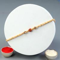 Sparkling Rudraksh Cream Dori Rakhi