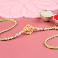 Peach Stone in Shield Rakhi