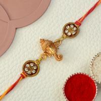 Golden Ganesh Head Resin Rakhi