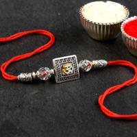 Om on Antique Square Rakhi