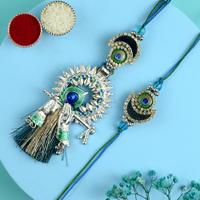 Krishna Peacock Rakhi with Lumba