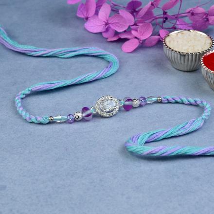 Splendour in Silver Stone Rakhi