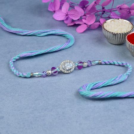 Splendour in Silver Stone Rakhi