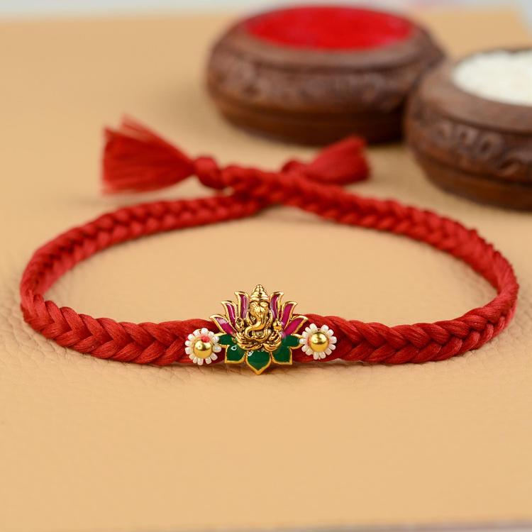 Ganesh on Colored Lotus Rakhi