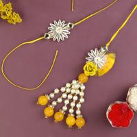 Pure Silver Yellow Rakhi Lumba