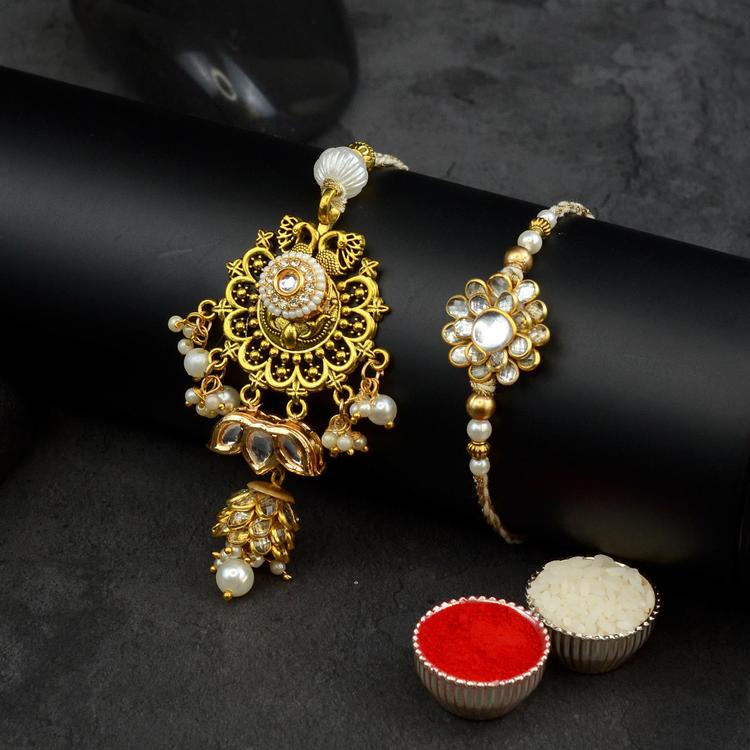 Gold and White Lumba with Rakhi